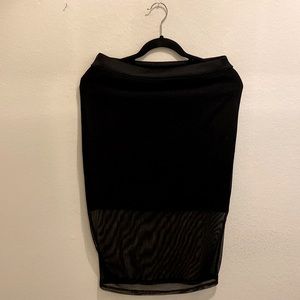 Semi-sheer black midi skirt